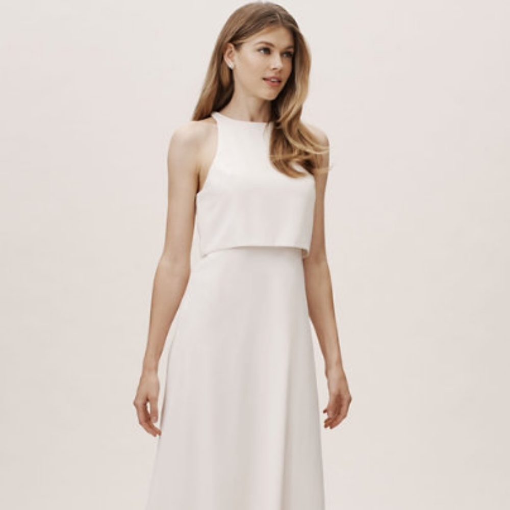 BHLDN Jill Stuart Iva Crepe Maxi dress in ivory